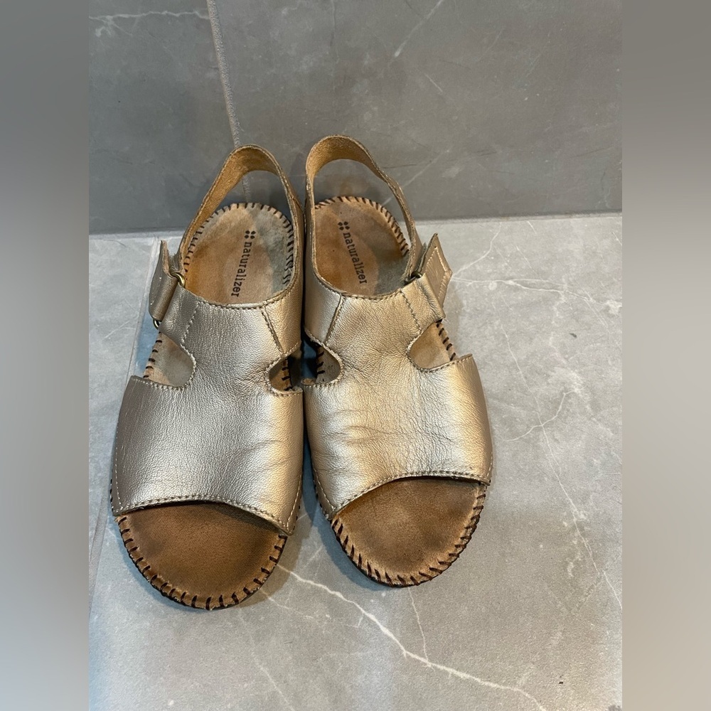 Naturalizer Scout Leather Slingback Metallic Sandals